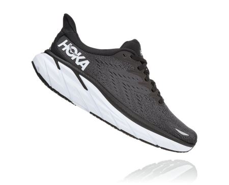 Hoka One One Clifton 8 - Sapatos Ortopédicos Homem Pretas / Branco | PT-pZlVB1c